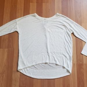 Bobi white knit blouse with huge front pocket